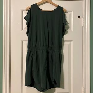 Olive green cold shoulder romper